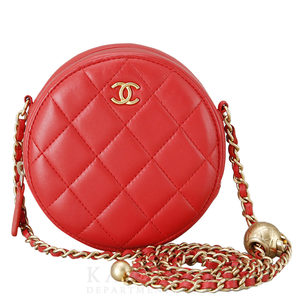 CHANEL(USED)샤넬 램스킨 라운드 골든볼 크로스백