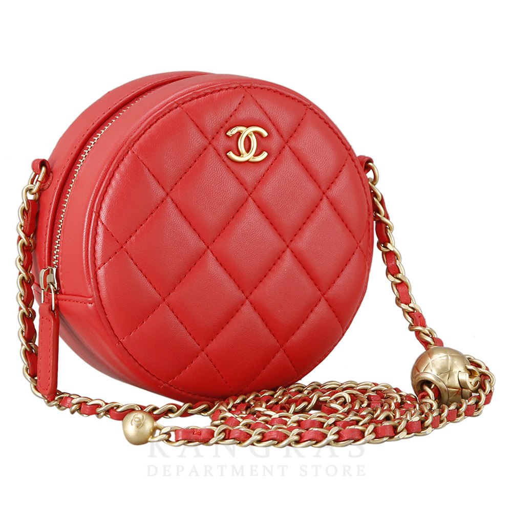 CHANEL(USED)샤넬 램스킨 라운드 골든볼 크로스백