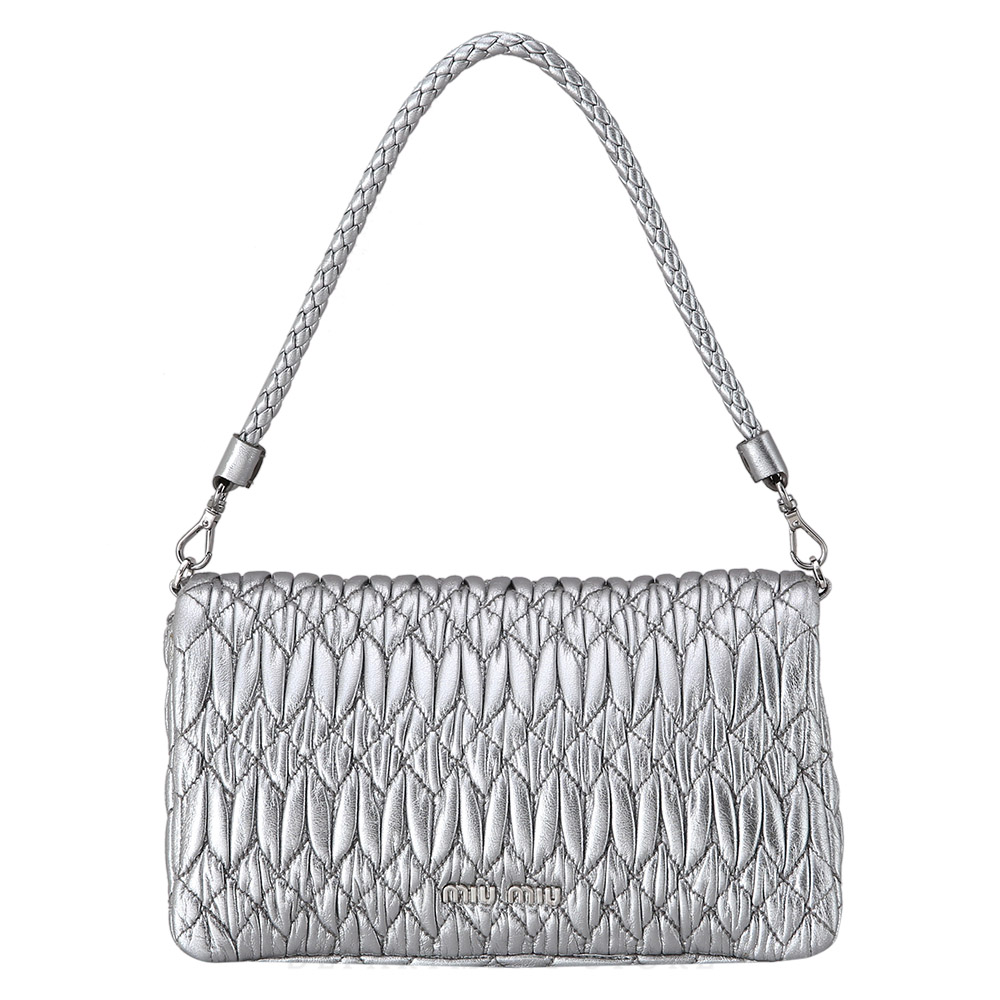 MIU MIU(USED)미우미우 5BH012 마틀라쎄 큐빅체인 숄더백