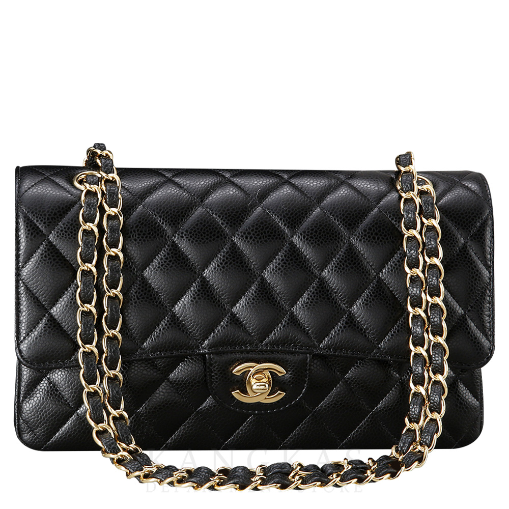 CHANEL(USED)샤넬 클래식 캐비어 미듐 금장