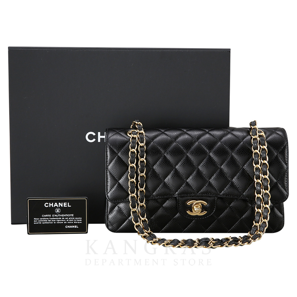 CHANEL(USED)샤넬 클래식 캐비어 미듐 금장