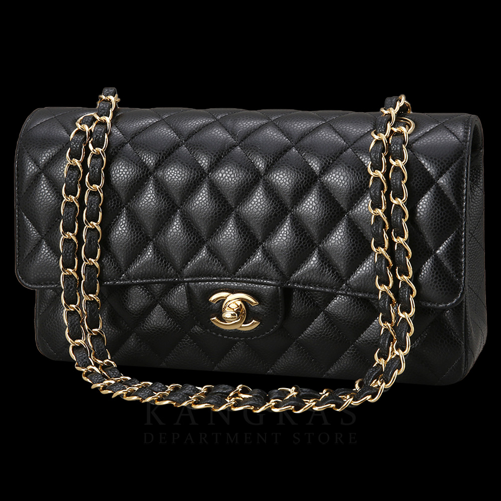 CHANEL(USED)샤넬 클래식 캐비어 미듐 금장