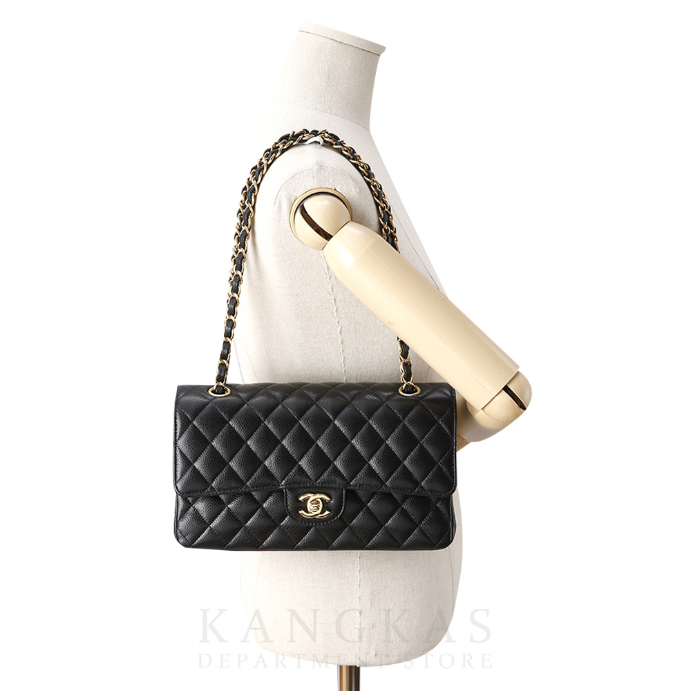 CHANEL(USED)샤넬 클래식 캐비어 미듐 금장