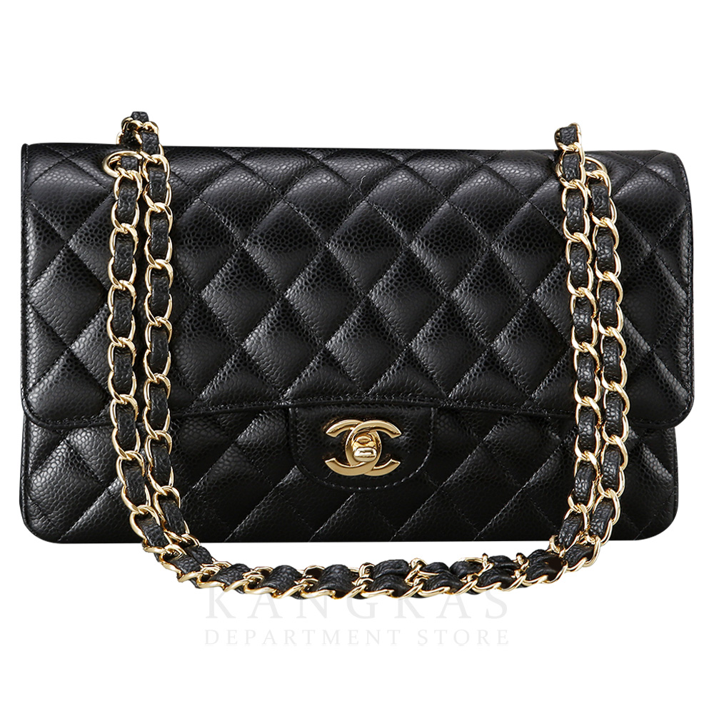 CHANEL(USED)샤넬 클래식 캐비어 미듐 금장