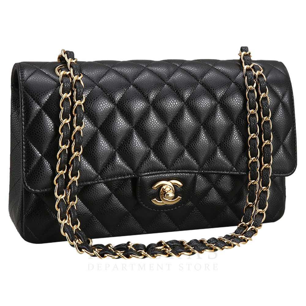 CHANEL(USED)샤넬 클래식 캐비어 미듐 금장