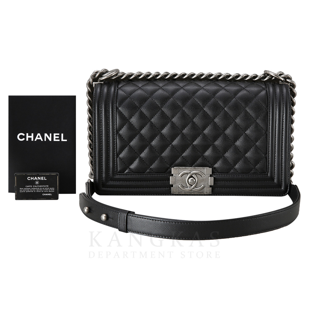 CHANEL(USED)샤넬 보이샤넬 캐비어 미듐 은장