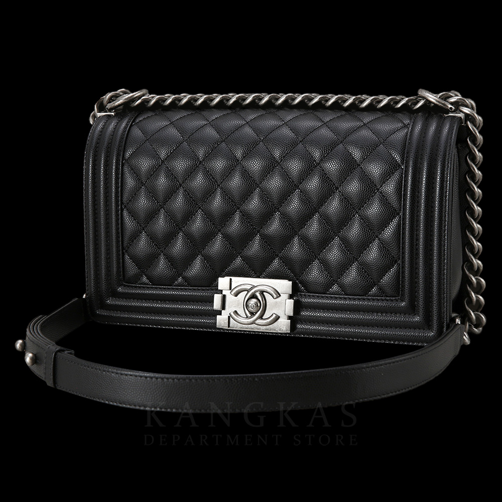 CHANEL(USED)샤넬 보이샤넬 캐비어 미듐 은장