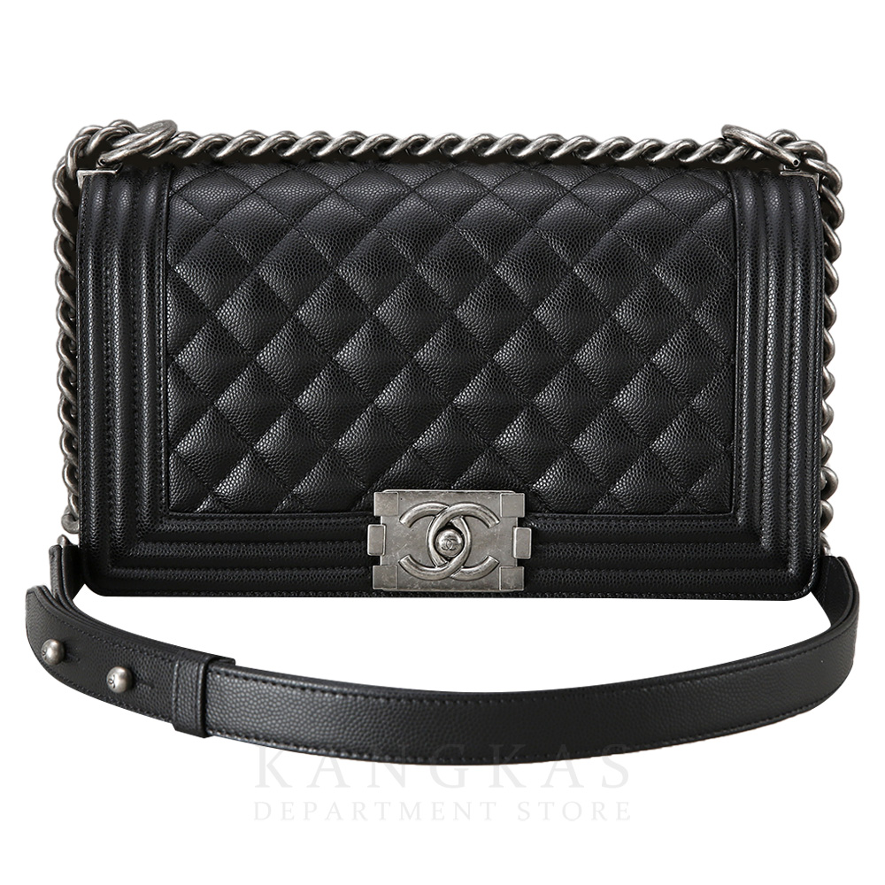 CHANEL(USED)샤넬 보이샤넬 캐비어 미듐 은장