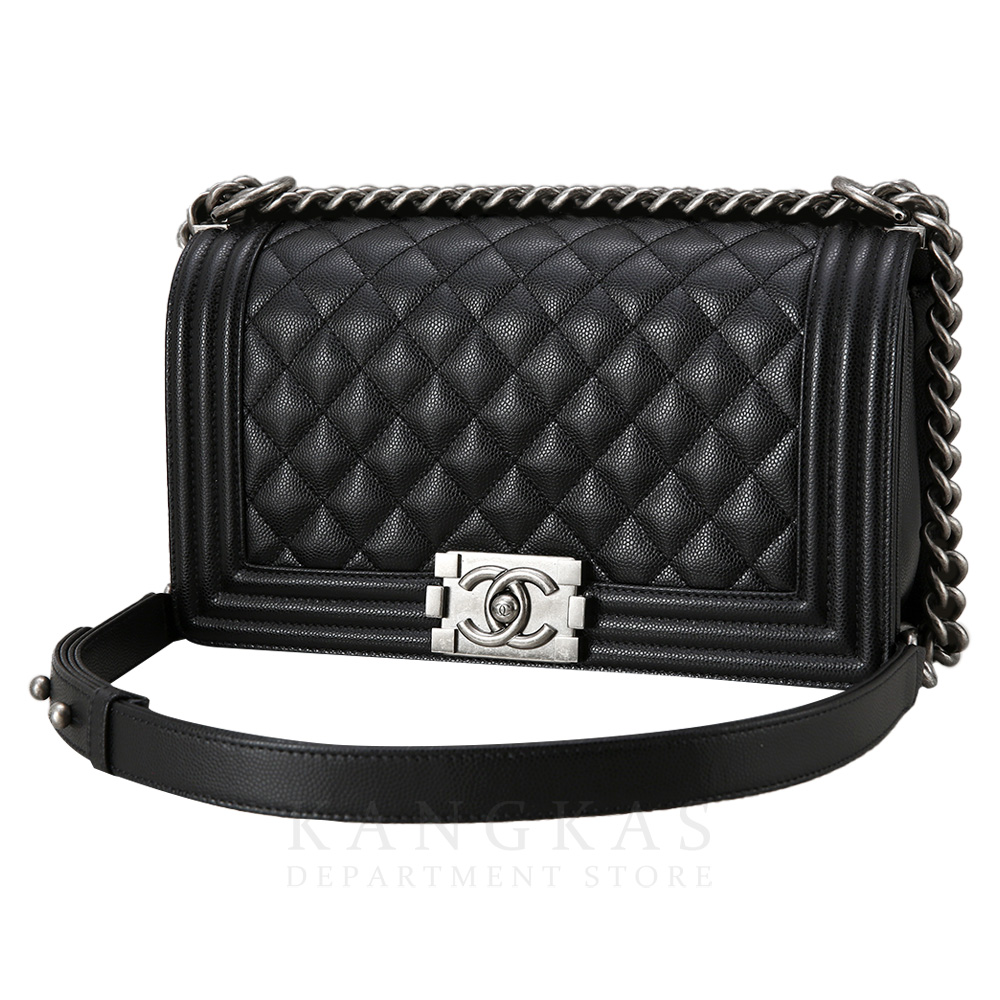CHANEL(USED)샤넬 보이샤넬 캐비어 미듐 은장