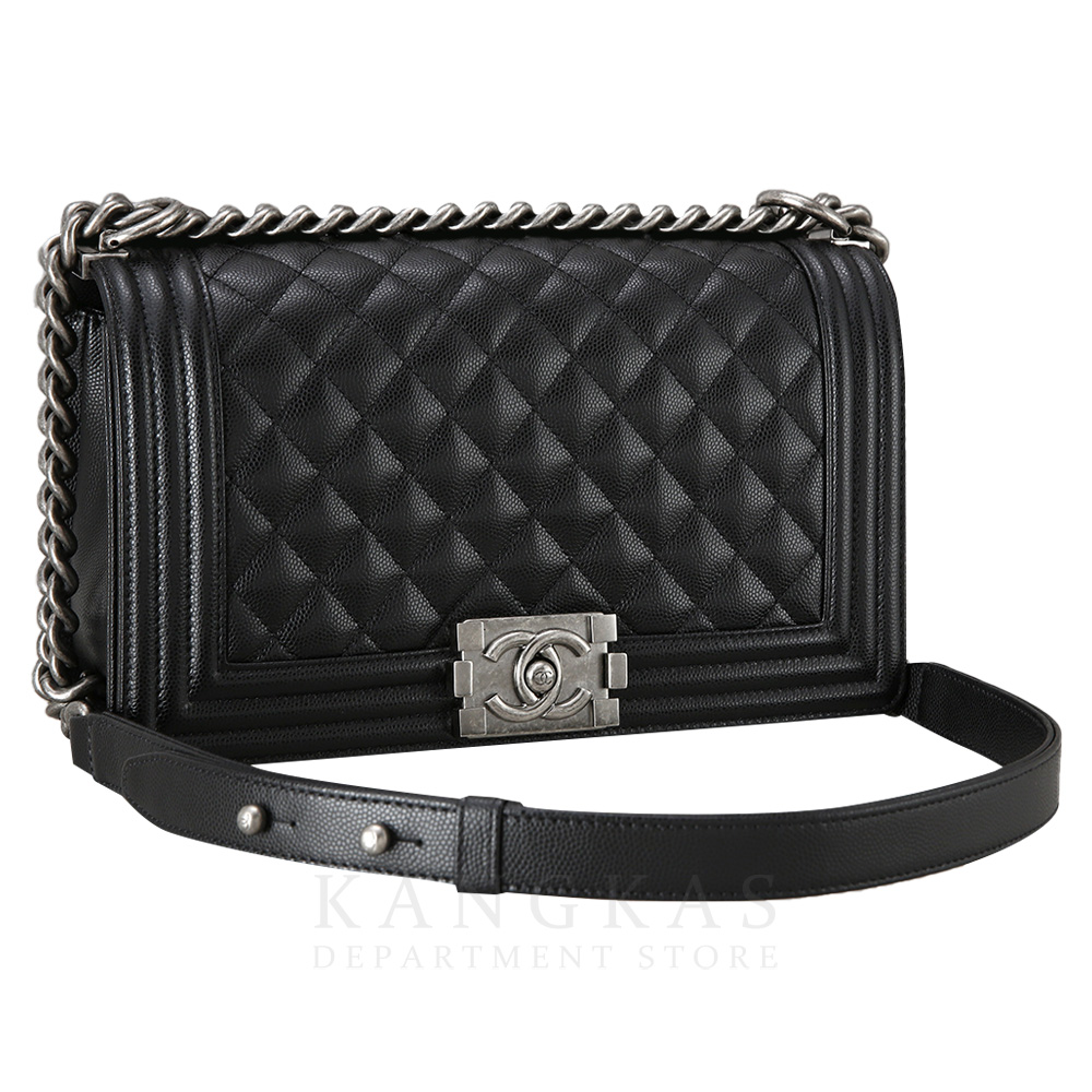 CHANEL(USED)샤넬 보이샤넬 캐비어 미듐 은장
