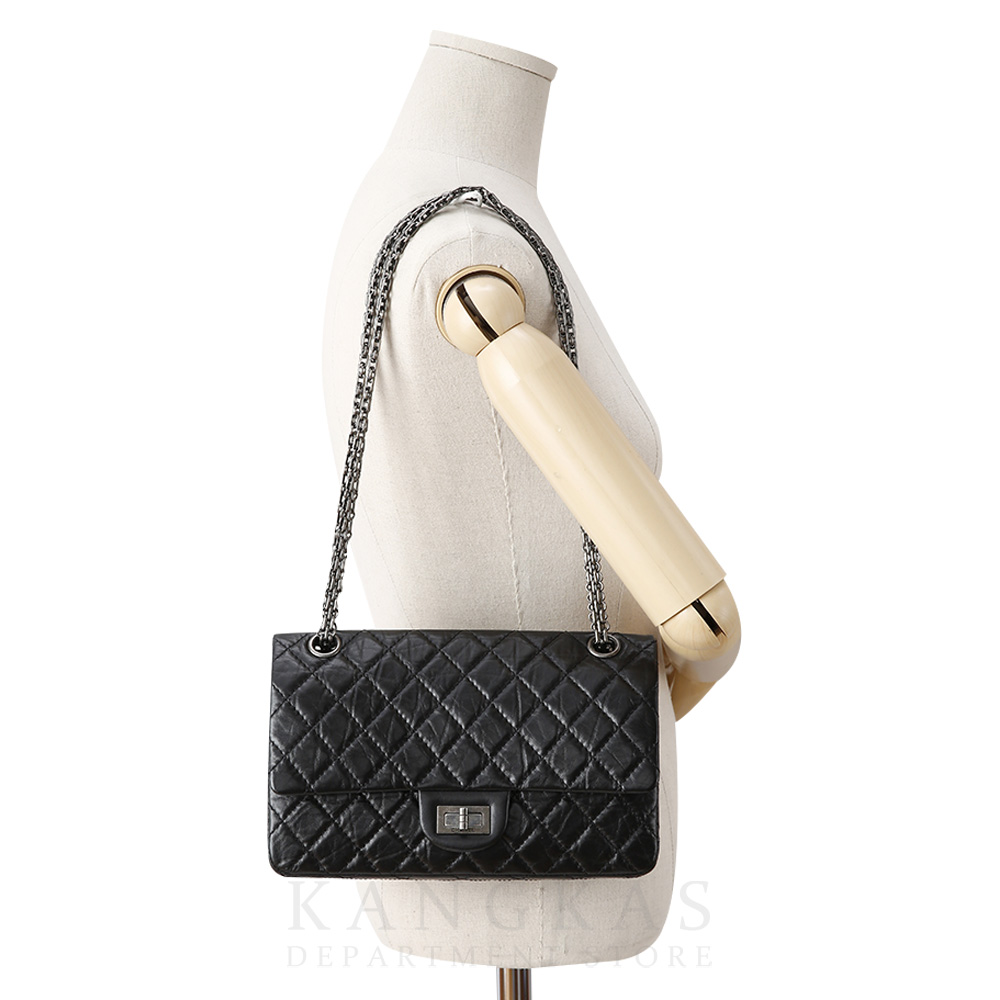 CHANEL(USED)샤넬 2.55 빈티지 클래식 미듐 블랙 은장
