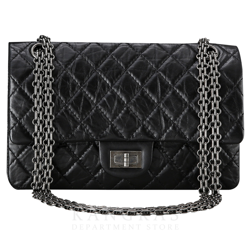 CHANEL(USED)샤넬 2.55 빈티지 클래식 미듐 블랙 은장