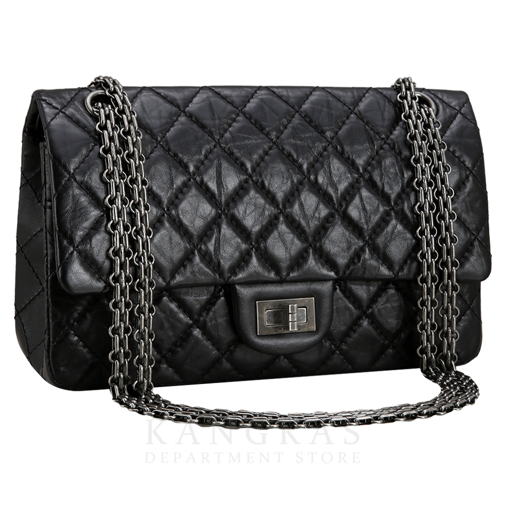 CHANEL(USED)샤넬 2.55 빈티지 클래식 미듐 블랙 은장