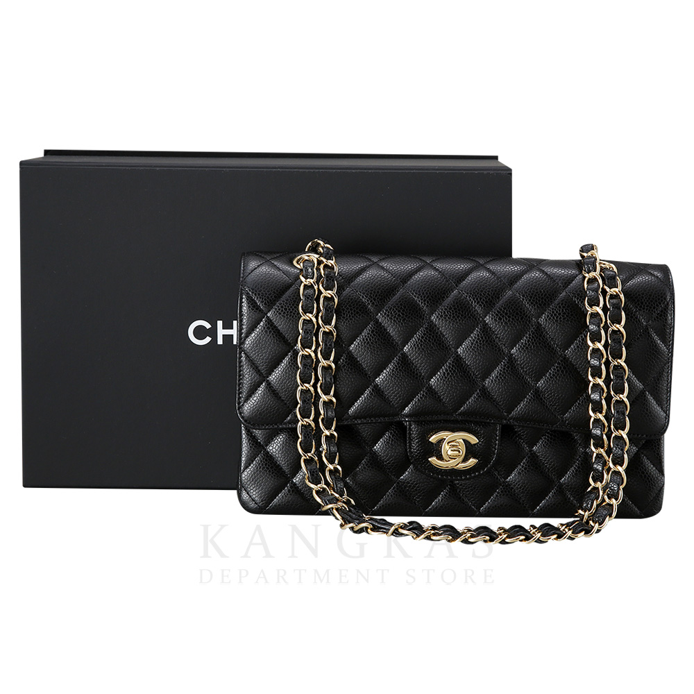 CHANEL(USED)샤넬 클래식 캐비어 미듐 금장