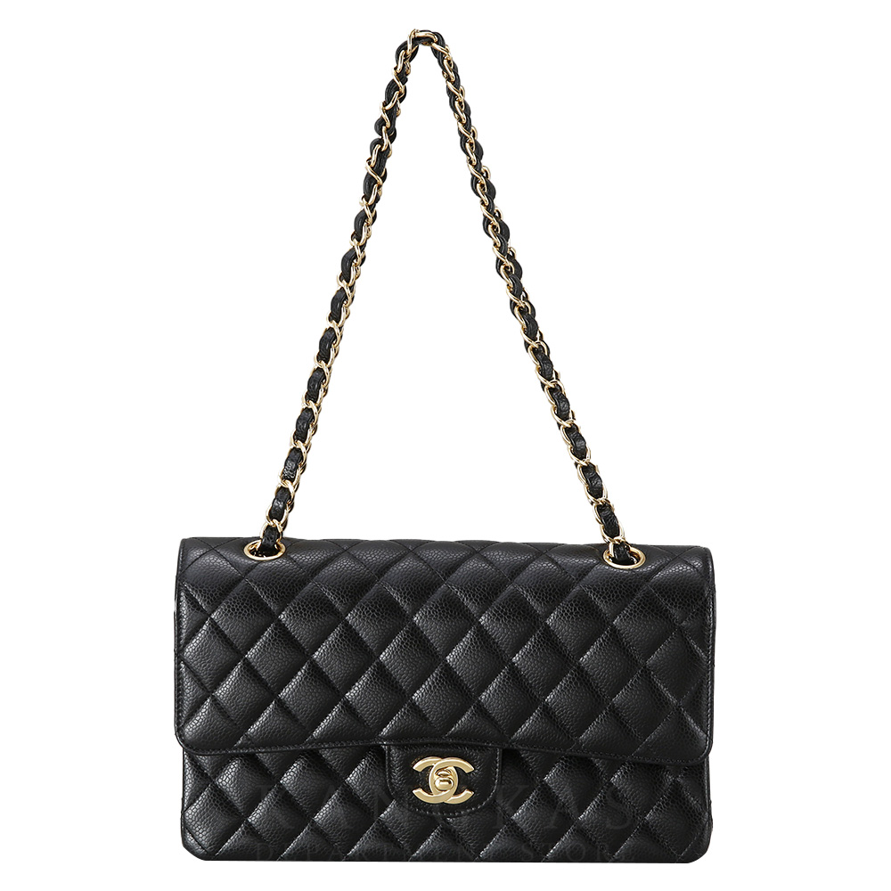 CHANEL(USED)샤넬 클래식 캐비어 미듐 금장