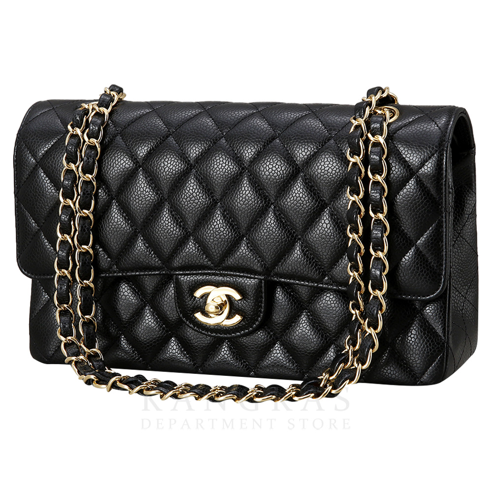 CHANEL(USED)샤넬 클래식 캐비어 미듐 금장
