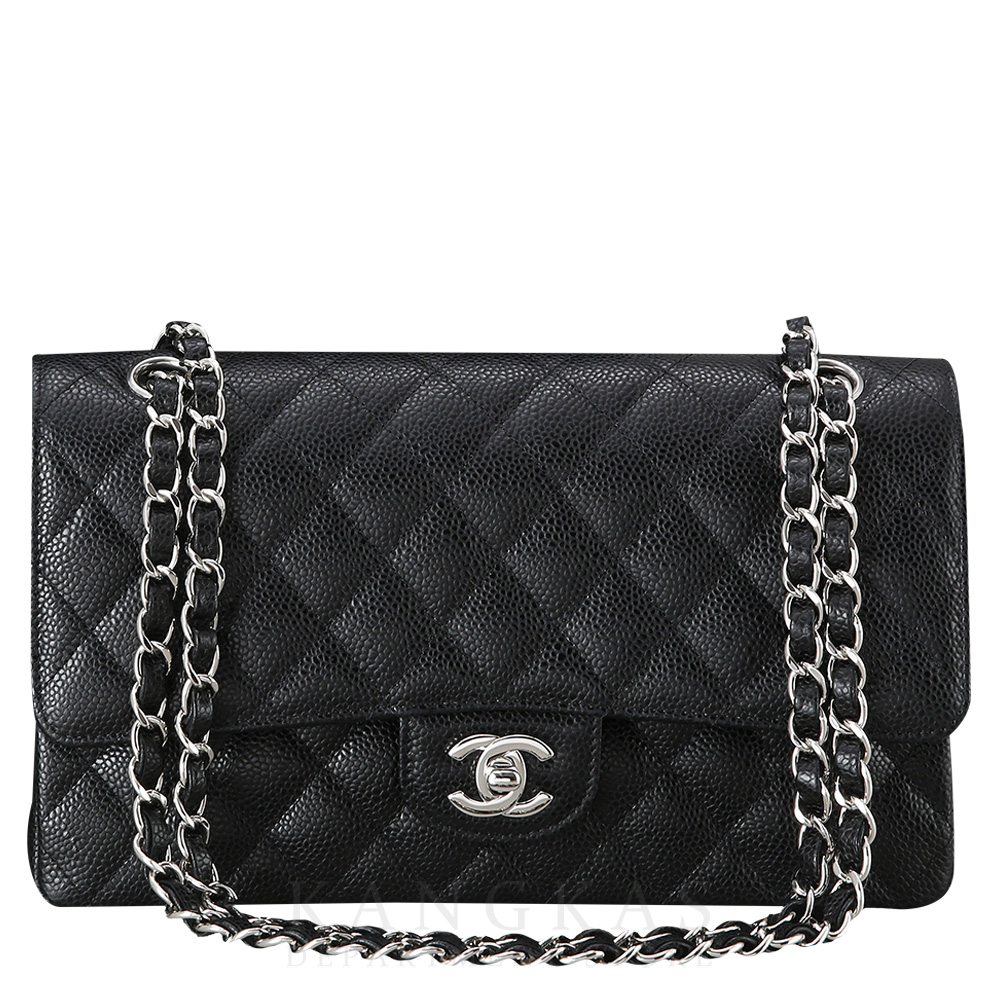 CHANEL(USED)샤넬 클래식 캐비어 미듐 은장