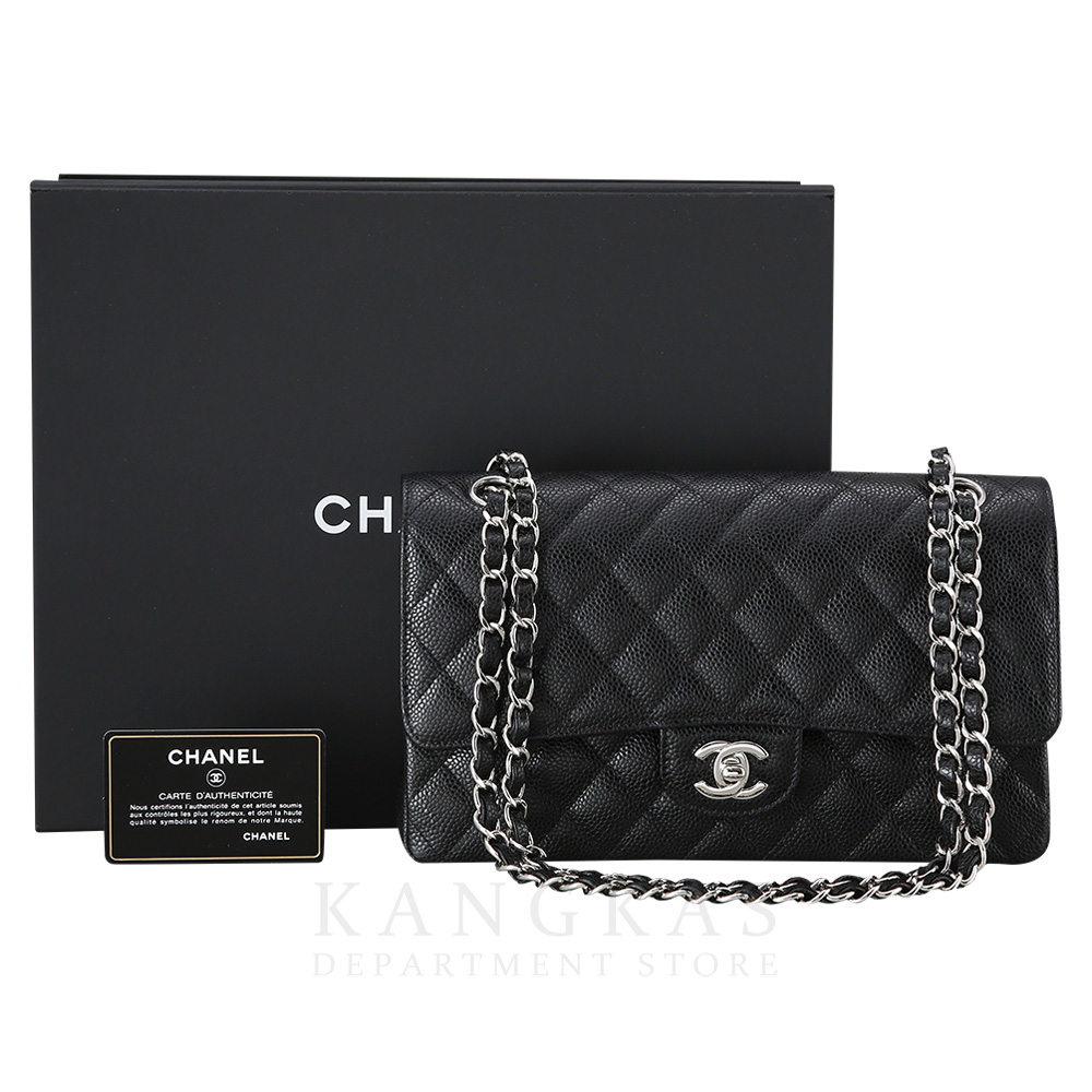 CHANEL(USED)샤넬 클래식 캐비어 미듐 은장