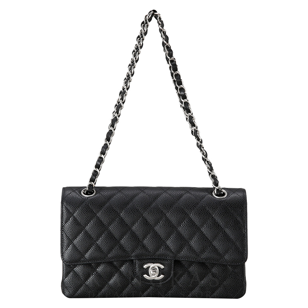 CHANEL(USED)샤넬 클래식 캐비어 미듐 은장