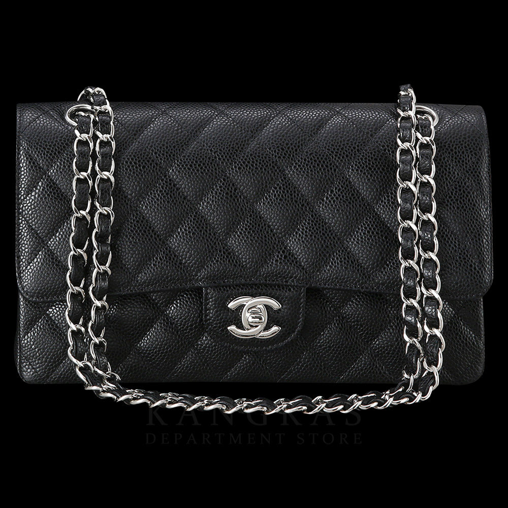 CHANEL(USED)샤넬 클래식 캐비어 미듐 은장