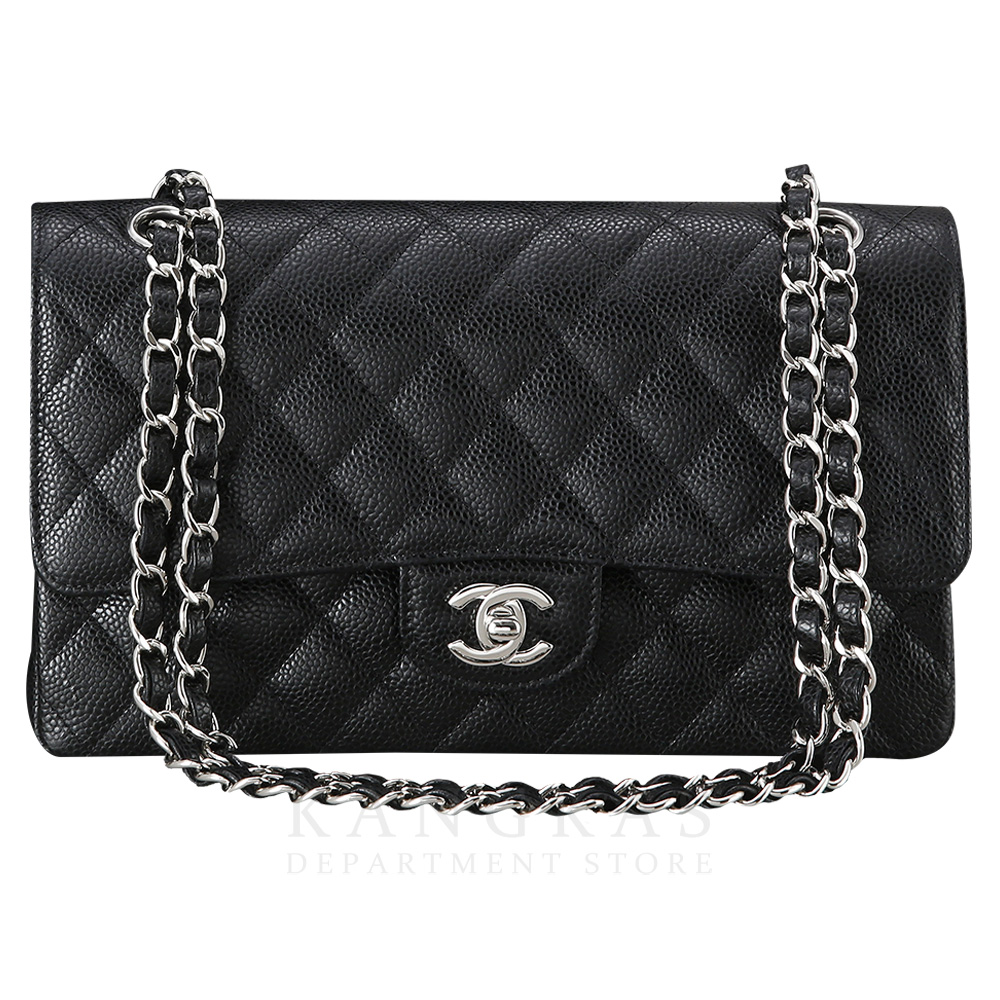 CHANEL(USED)샤넬 클래식 캐비어 미듐 은장