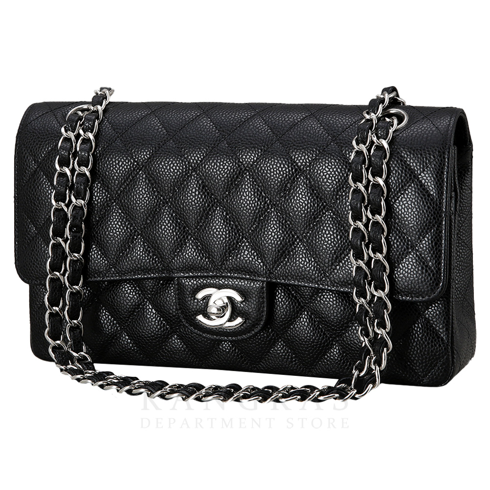 CHANEL(USED)샤넬 클래식 캐비어 미듐 은장
