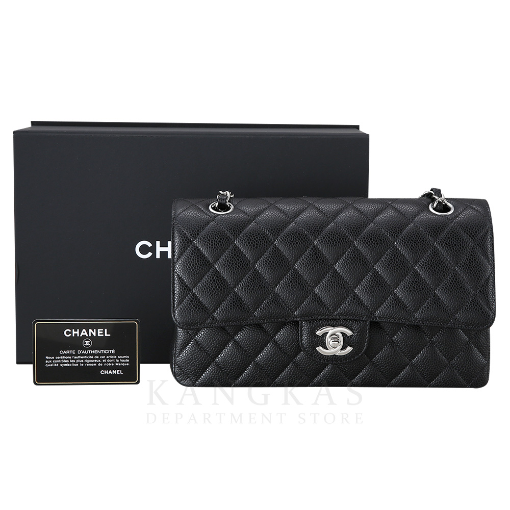 CHANEL(USED)샤넬 클래식 캐비어 미듐 은장