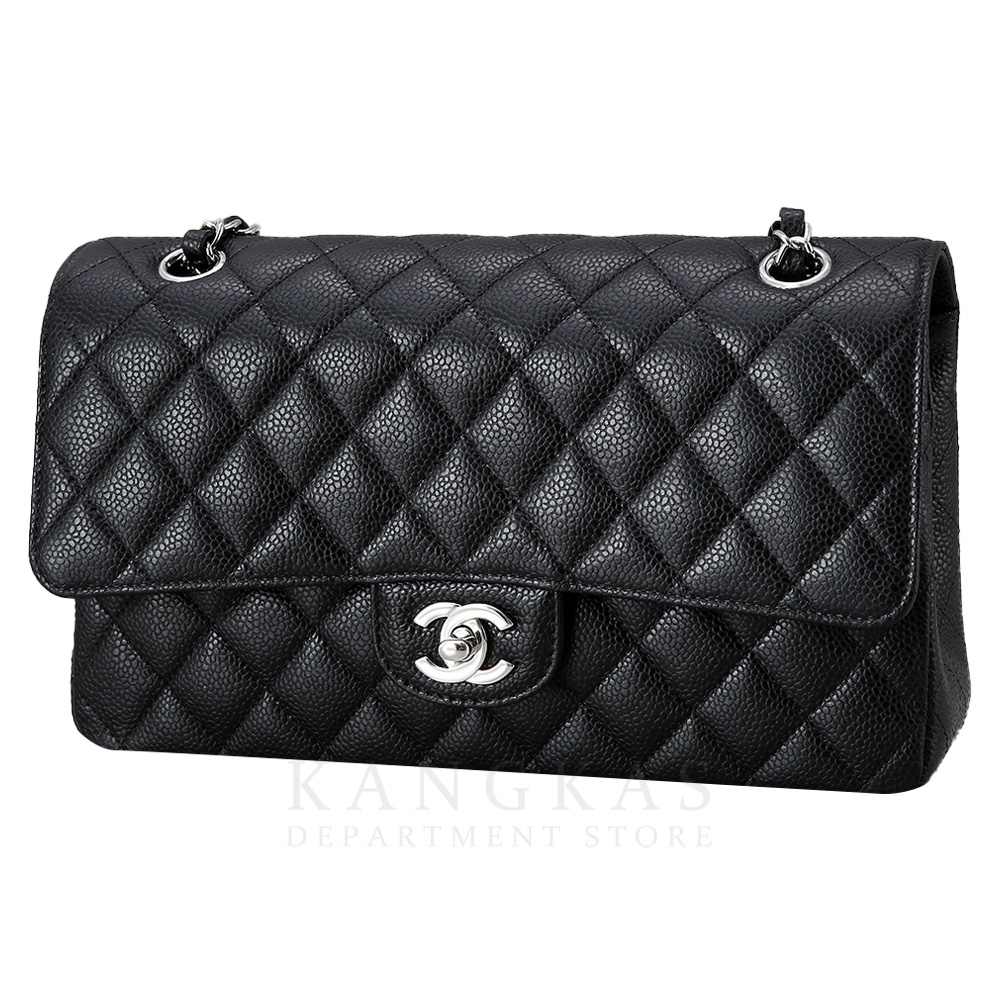 CHANEL(USED)샤넬 클래식 캐비어 미듐 은장