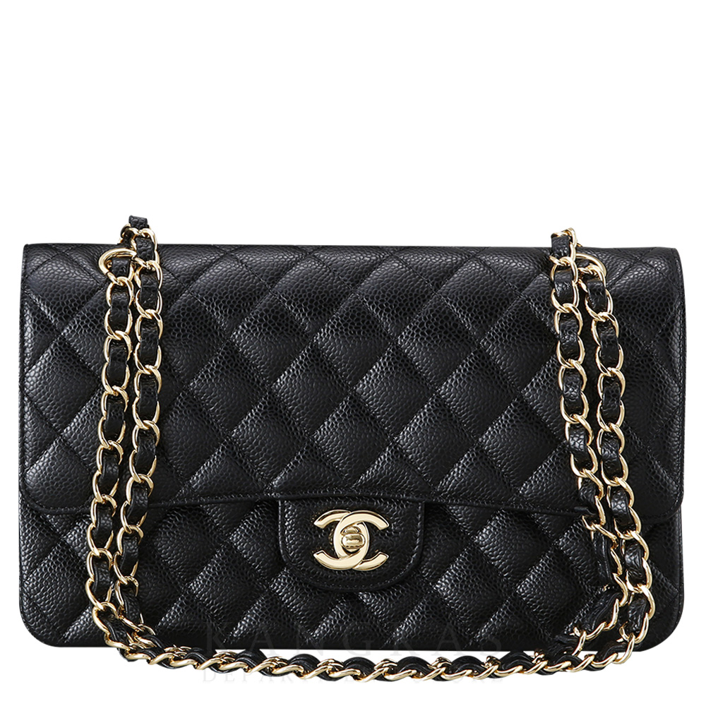CHANEL(USED)샤넬 클래식 캐비어 미듐 금장