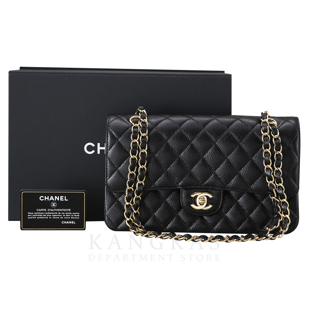 CHANEL(USED)샤넬 클래식 캐비어 미듐 금장