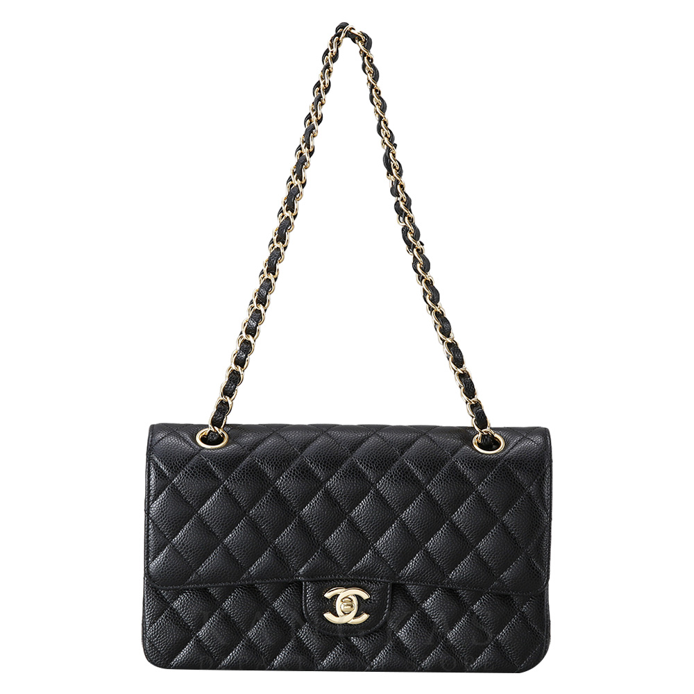 CHANEL(USED)샤넬 클래식 캐비어 미듐 금장