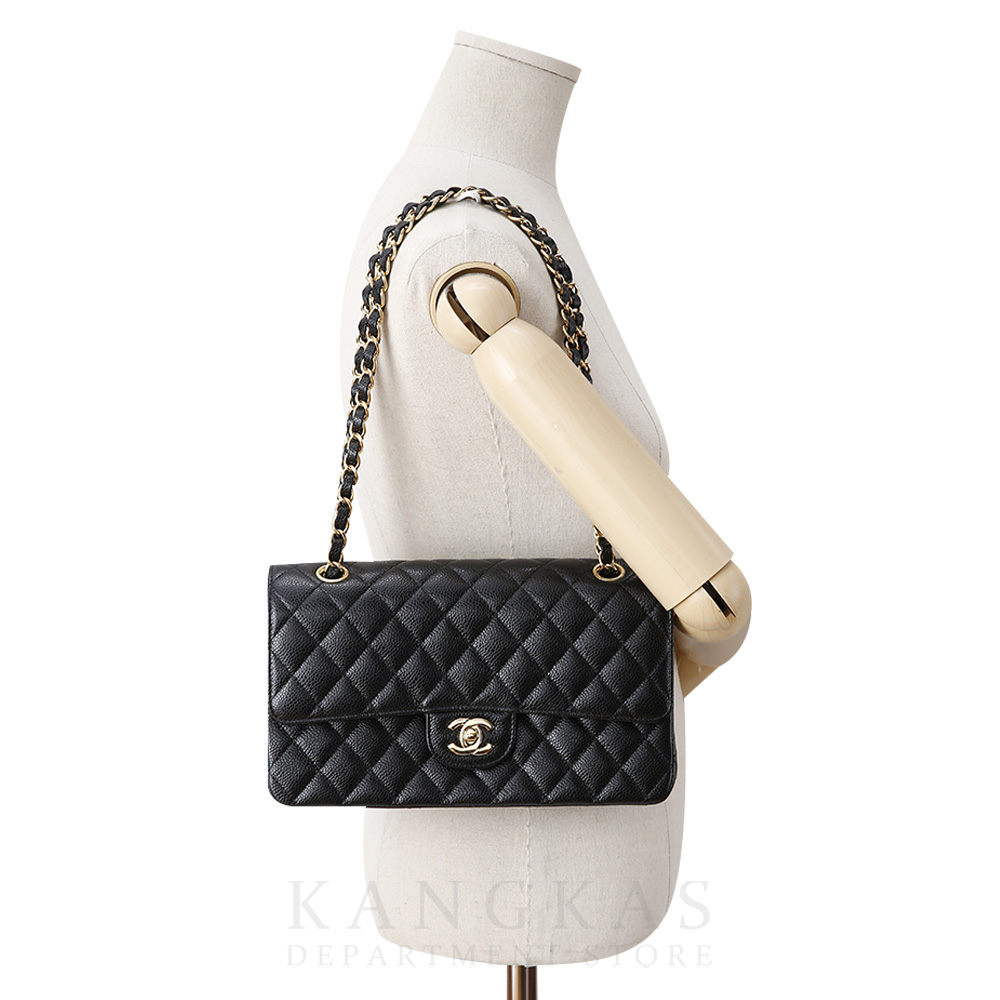 CHANEL(USED)샤넬 클래식 캐비어 미듐 금장