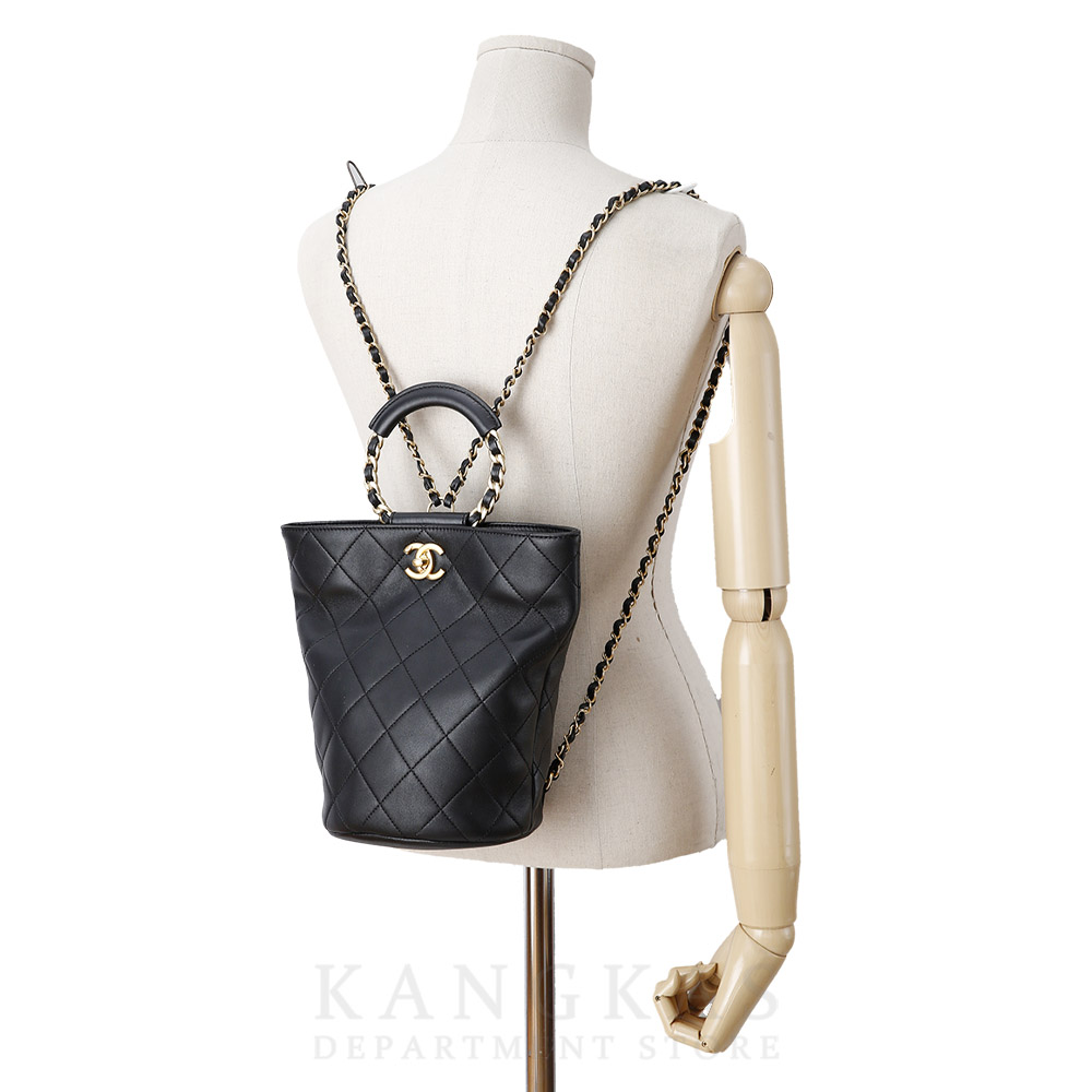 CHANEL(USED)샤넬 스티치 탑핸들 백팩 블랙
