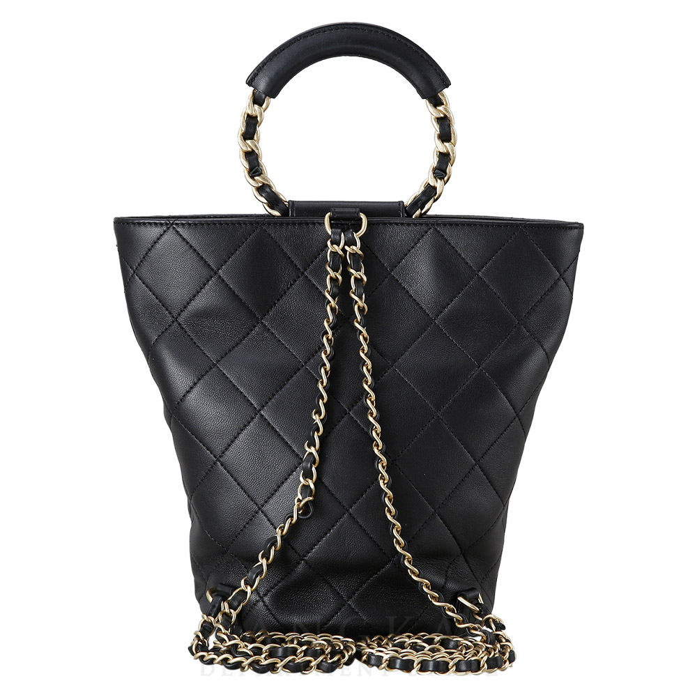 CHANEL(USED)샤넬 스티치 탑핸들 백팩 블랙