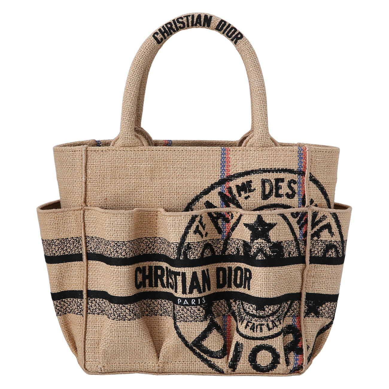 CHRISTIAN DIOR(USED)크리스찬디올 자수 주트 캔버스 스몰 캐서린 카바백