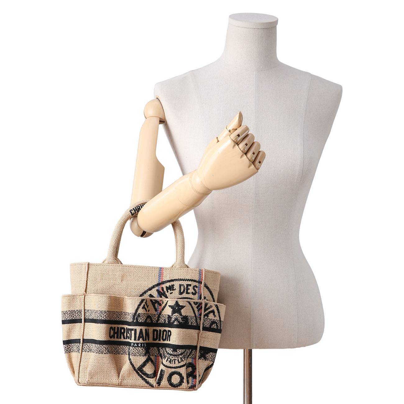 CHRISTIAN DIOR(USED)크리스찬디올 자수 주트 캔버스 스몰 캐서린 카바백
