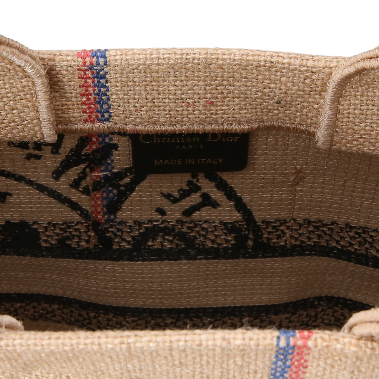 CHRISTIAN DIOR(USED)크리스찬디올 자수 주트 캔버스 스몰 캐서린 카바백
