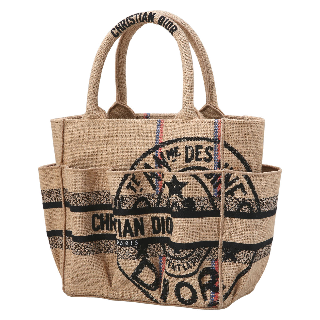 CHRISTIAN DIOR(USED)크리스찬디올 자수 주트 캔버스 스몰 캐서린 카바백