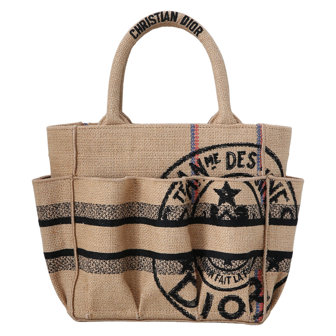 CHRISTIAN DIOR(USED)크리스찬디올 자수 주트 캔버스 스몰 캐서린 카바백