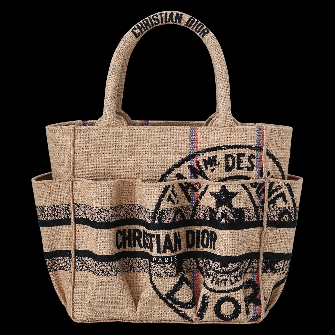 CHRISTIAN DIOR(USED)크리스찬디올 자수 주트 캔버스 스몰 캐서린 카바백