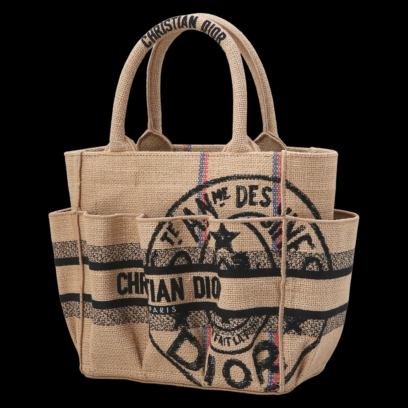 CHRISTIAN DIOR(USED)크리스찬디올 자수 주트 캔버스 스몰 캐서린 카바백