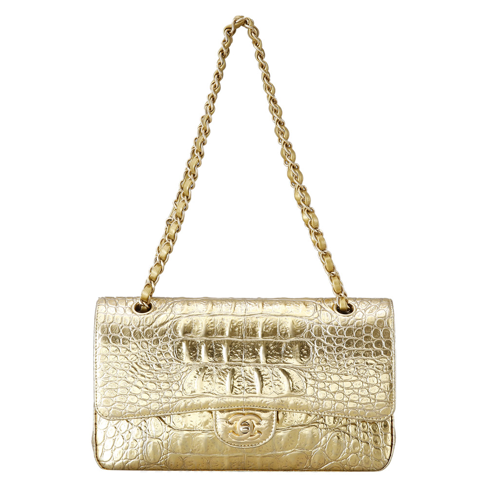 CHANEL(USED)샤넬 골드 크로커다일 클래식 미듐 플랩백
