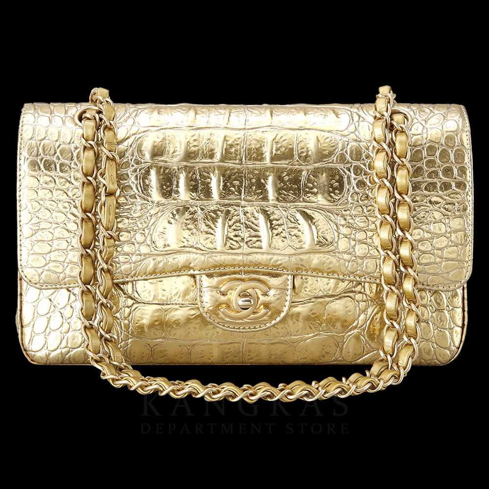 CHANEL(USED)샤넬 골드 크로커다일 클래식 미듐 플랩백