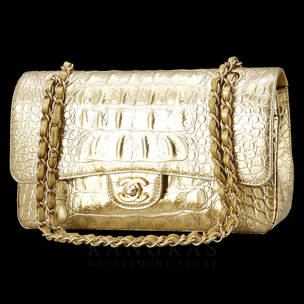 CHANEL(USED)샤넬 골드 크로커다일 클래식 미듐 플랩백