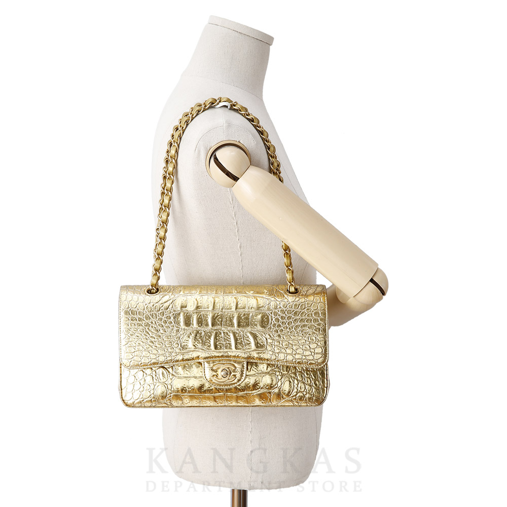 CHANEL(USED)샤넬 골드 크로커다일 클래식 미듐 플랩백