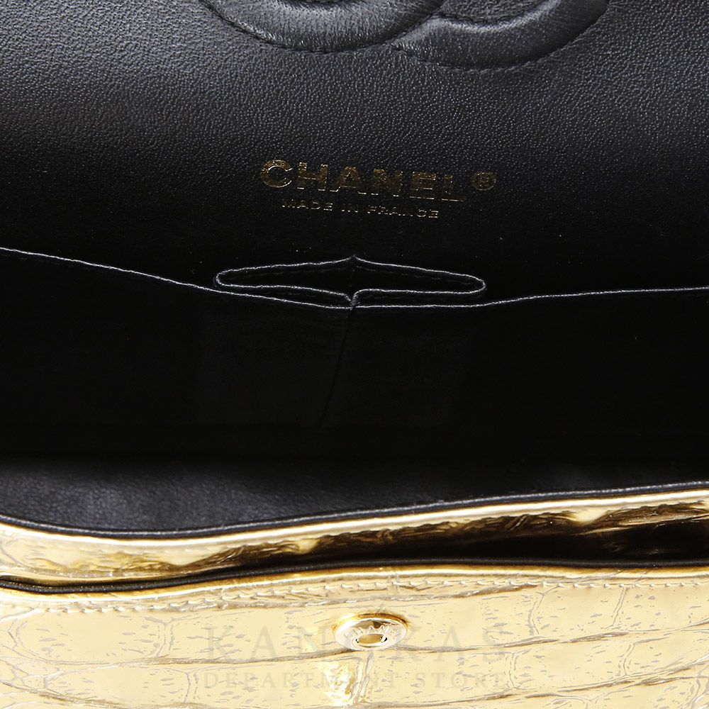 CHANEL(USED)샤넬 골드 크로커다일 클래식 미듐 플랩백
