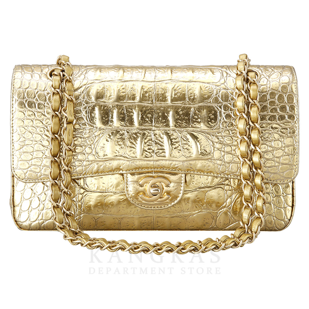 CHANEL(USED)샤넬 골드 크로커다일 클래식 미듐 플랩백