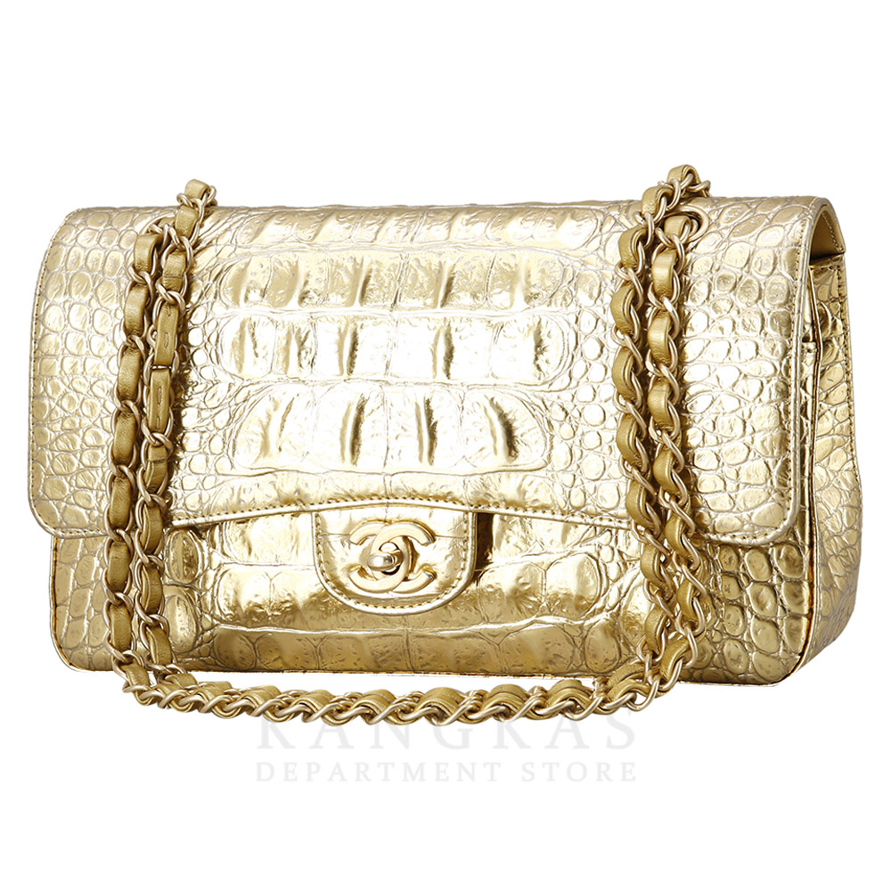 CHANEL(USED)샤넬 골드 크로커다일 클래식 미듐 플랩백