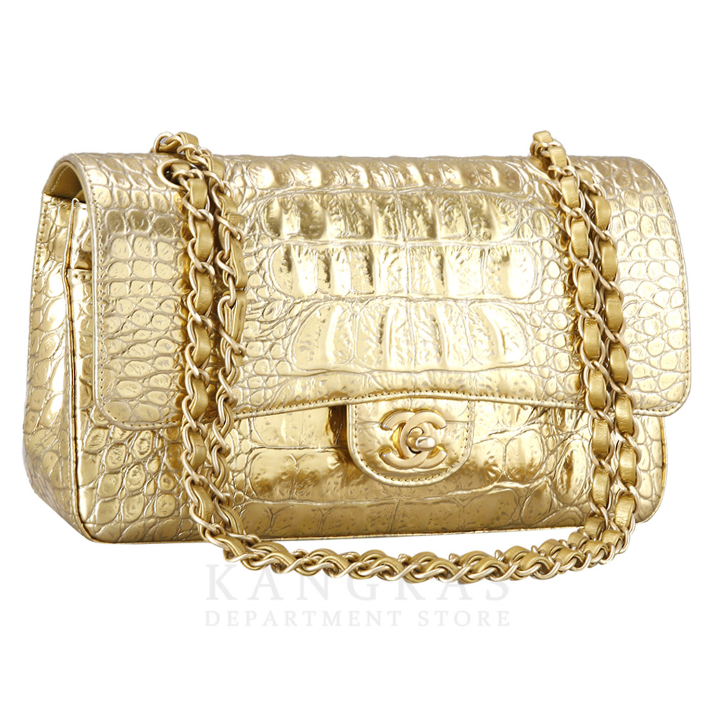 CHANEL(USED)샤넬 골드 크로커다일 클래식 미듐 플랩백