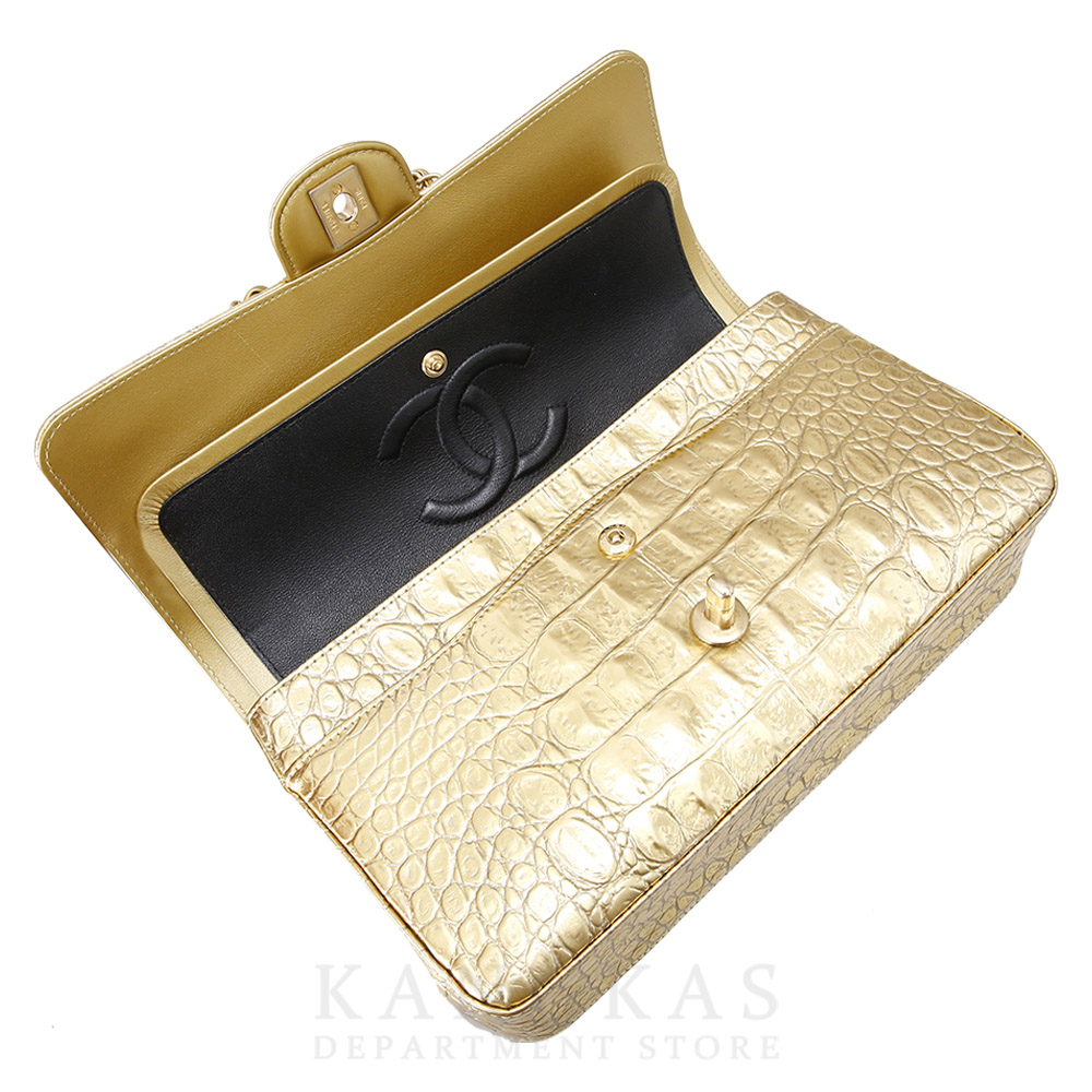 CHANEL(USED)샤넬 골드 크로커다일 클래식 미듐 플랩백